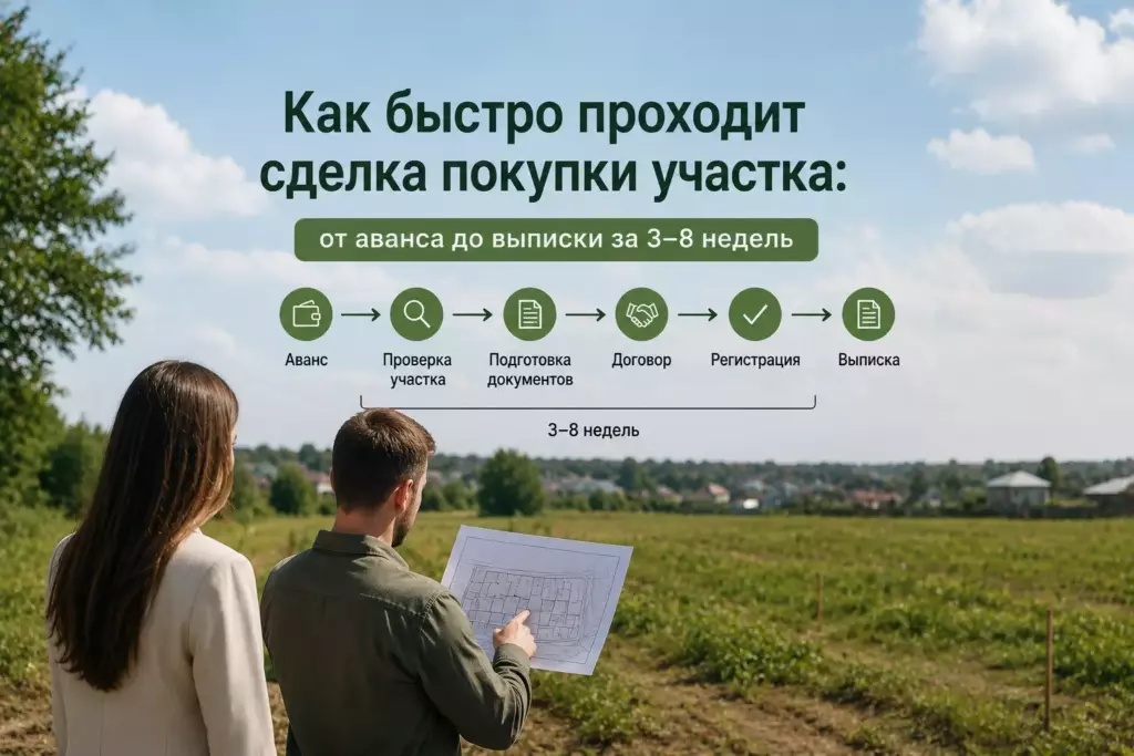 Как быстро проходит сделка покупки участка: от аванса до выписки за 3–8 недель