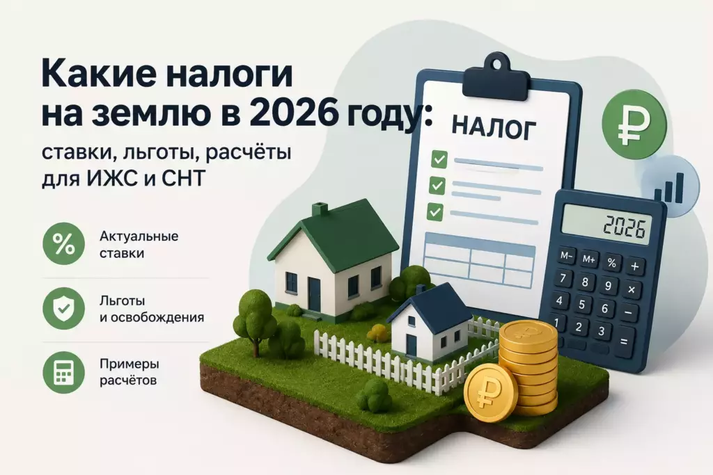 Какие налоги на землю в 2026 году: ставки, льготы, расчёты для ИЖС и СНТ